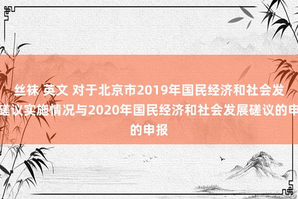 丝袜 英文 对于北京市2019年国民经济和社会发展磋议实施情况与2020年国民经济和社会发展磋议的申报